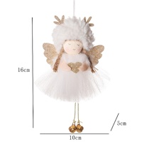 Gold and White Angel Ornament with Bells and Glitter Wings - Christmas Hanging Decoration 16*10*5cm  White colour (5 pieces) thumbnail