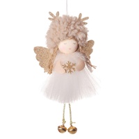 Gold and White Angel Ornament with Bells and Glitter Wings - Christmas Hanging Decoration 16*10*5cm Coffee colour (5 pieces) thumbnail