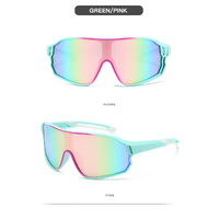 Fashionable Sports Sunglasses with Colorful Mirror Lenses - UV400 Protection for Cycling & Outdoor Activities  green thumbnail