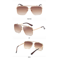 Gold Square Sunglasses,Fashionable Men's Metal, UV400 Gradient Lenses for Timeless Style thumbnail