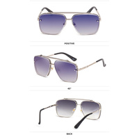 Outer Blue Square Sunglasses,Fashionable Men's Metal, UV400 Gradient Lenses for Timeless Style thumbnail