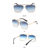 Gredual Blue Square Sunglasses,Fashionable Men's Metal, UV400 Gradient Lenses for Timeless Style thumbnail