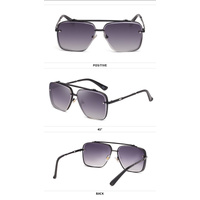 Black Grey Square Sunglasses,Fashionable Men's Metal, UV400 Gradient Lenses for Timeless Style thumbnail