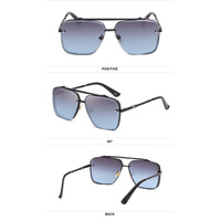 Grey  Blue Sunglasses,Fashionable Men's Metal, UV400 Gradient Lenses for Timeless Style thumbnail