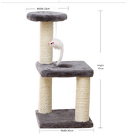 Cat Tree with Two Platforms, Scratching Posts, and Hanging Mouse Toy thumbnail