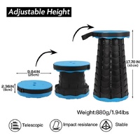 Portable Collapsible Telescopic Stool - Foldable, Lightweight, Adjustable, and Compact Camping Chair (Orange-black) thumbnail