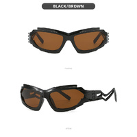 Futuristic Sports Wrap Man Sunglasses - Bold Brown Frames with UV Protection thumbnail
