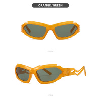 Futuristic Sports Wrap Man Sunglasses - Bold Orange Frames with UV Protection thumbnail