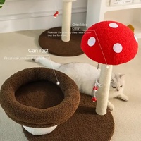 Mushroom-Themed Cat Tree with Cozy Bed and Scratching Post (48x48x58 cm) thumbnail