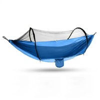 Outdoor Camping Hammock with Mosquito Net - Lightweight 260x140cm, Portable Travel & Hiking Gear Blue thumbnail