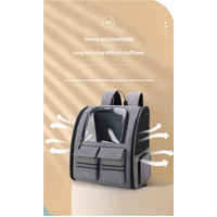 Grey Collapsible Pet Carrier Backpack with Trolley Sleeve thumbnail