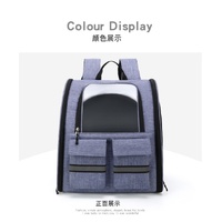 Light Blue Collapsible Pet Carrier Backpack with Trolley Sleeve thumbnail