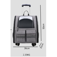 Grey 3-in-1 Pet Carrier: Rolling Backpack with Collapsible Design thumbnail
