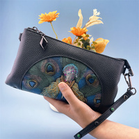 Women's Embossed Peacock Leather Wristlet Clutch - Elegant and Artistic Handbag 23*12*2cm thumbnail