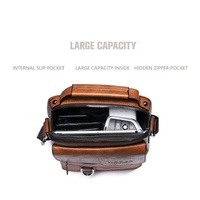 Men's Vintage Leather Shoulder Bag - Multi-Compartment Crossbody Messenger Bag 22cm(L)*8cm(W)*26cm(H)(Black) thumbnail