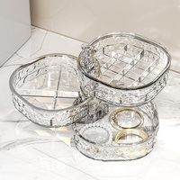 Elegant Crystal Stackable Jewelry Organizer with Bear Handle - 3-Tier Display Box for Accessories 13.4*13.4*14.2cm thumbnail