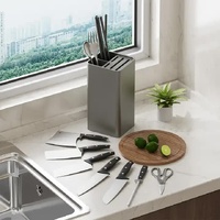 Multi-Functional Square Knife Holder - Compact Kitchen Storage Organizer (grey) thumbnail