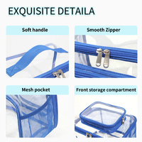 Clear PVC Tote Bag with Handle - Transparent Stadium-Approved Travel Organizer(Blue) thumbnail