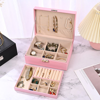 Luxury Jewelry Organizer Box - Elegant Multi-Compartment Storage Case (Pink)23*17*8.8cm thumbnail