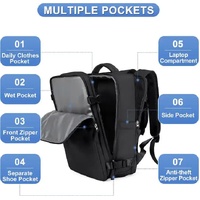 Water-Resistant Laptop Backpack with USB Charging Port and Wet-Dry Separation (Pink) thumbnail