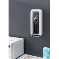 Wall-Mounted Utensil Holder with Dustproof and Insect-Resistant Cover 15cm(L)*6.5cm(D)*32cm(H)(Grey) thumbnail