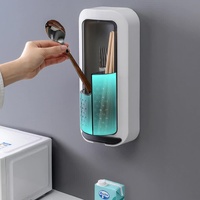 Wall-Mounted Utensil Holder with Dustproof and Insect-Resistant Cover 15cm(L)*6.5cm(D)*32cm(H)(Blue) thumbnail
