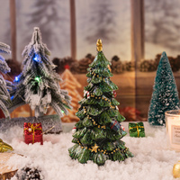 Christmas Tree Figurine - Festive Resin Decoration with Ornaments, 17cm Holiday Decor thumbnail