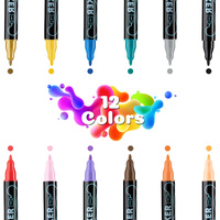Dual-Tip Acrylic Marker Set - 1-5mm Round Tip & 1mm Fine Tip for Art and Craft Projects 12 colors thumbnail
