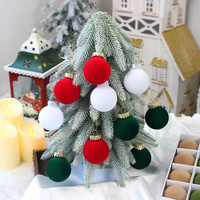 12-Piece Velvet Christmas Ornament Set - Classic Wine Red, Red, and Yellow Baubles for Holiday Tree Decoration (6cm) thumbnail