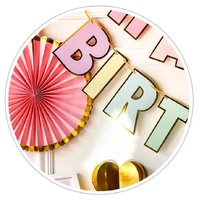 Happy Birthday Party Decoration Set -  Fan Decorations, Hearts, Stars & Banner thumbnail