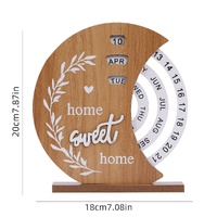 Rustic Perpetual Wooden Calendar | Decorative Home & Desk Accessory 20*18cm Moon shape thumbnail