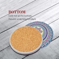 Set of 6 Mandala Ceramic Drink Coasters - Absorbent, Non-Slip Coasters for Coffee Table and Home Decor 10.4cm thumbnail