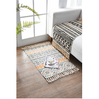 Bohemian Cotton Area Rug with Tassels - Geometric Pattern, Decorative Floor Mat 60*90cm thumbnail