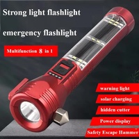 Multi-Functional Safety Flashlight– Rechargeable Waterproof Emergency Torch with USB Charging, High-Lumen for Outdoor and Survival Use (Red) thumbnail