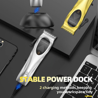 WL-1670 Black Professional Hair Clipper Set with Adjustable Guards - USB Rechargeable Trimmer with Charging Dock thumbnail