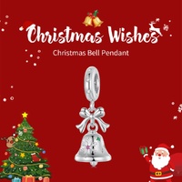 Sterling Silver Bell Charm - Festive Christmas Pendant with Colorful  Accents (weighs approximately 2.2g) thumbnail