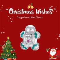 Sterling Silver Gingerbread Man Charm - Festive Christmas Pendant with Colorful  Accents (weighs approximately 1.8g) thumbnail