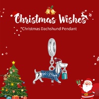 Sterling Silver Dachshund Charm - Festive Christmas Pendant with Colorful  Accents(weighs approximately 2.2g) thumbnail