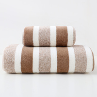 Luxury Cotton Brown Wide Stripe Towel Set - 6 Piece Set (2 Hand Towels, 2 Bath Towels, 2 Washcloths), Ultra Soft and Absorbent thumbnail