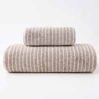 Luxury Cotton Striped Towel Set - 6 Piece Set (2 Hand Towels, 2 Bath Towels, 2 Washcloths), Ultra Soft and Absorbent  (Brown) thumbnail