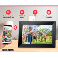 Black 32GB Storage 10-Inch WiFi Digital Photo Frame | HD Display + Remote Photo/Video Sharing via App | thumbnail