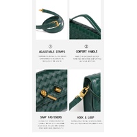 Silver Luxury Woven PU Leather Clutch - Elegant Women's Evening Baguette Bag with Adjustable Shoulder Strap thumbnail
