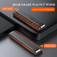 Gray Dual-Number Alloy and Wood Temporary Parking Card - Sliding Privacy Design, Includes 8 Number Sets thumbnail