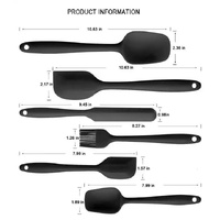 6-Piece Silicone Kitchen Utensil Set - Heat Resistant Baking Tools with Spatulas, Spoon, and Brush (Black)(2 set/12PCS) thumbnail