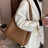 Brown 2-Piece Women's Bucket Bag Set - Vintage Large Capacity Shoulder Tote & Crossbody Bag (Commuter Style) thumbnail