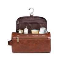 White Large Capacity PU Leather Travel Toiletry Bag - Portable Waterproof Makeup Organizer for Business & Vacation thumbnail