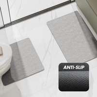 Gray Bathroom Floor Mat Set - U-Shaped Toilet Mat 50*50cm & Rectangular 40x60cm Mat for Bathroom thumbnail
