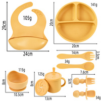 Yellow 8-Piece Silicone Children's Tableware Set - BPA-Free Baby Feeding Utensils with Fork, Spoon, Cup, Bowl, and Bibs thumbnail