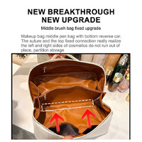 Gray Shiny Large Capacity Makeup Bag - Multi-Function Travel Toiletry Organizer, Handheld Cosmetic Storage Bag thumbnail