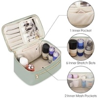 Black PU Leather Large Capacity Makeup Bag - Waterproof & Multifunctional Handbag for Women thumbnail
